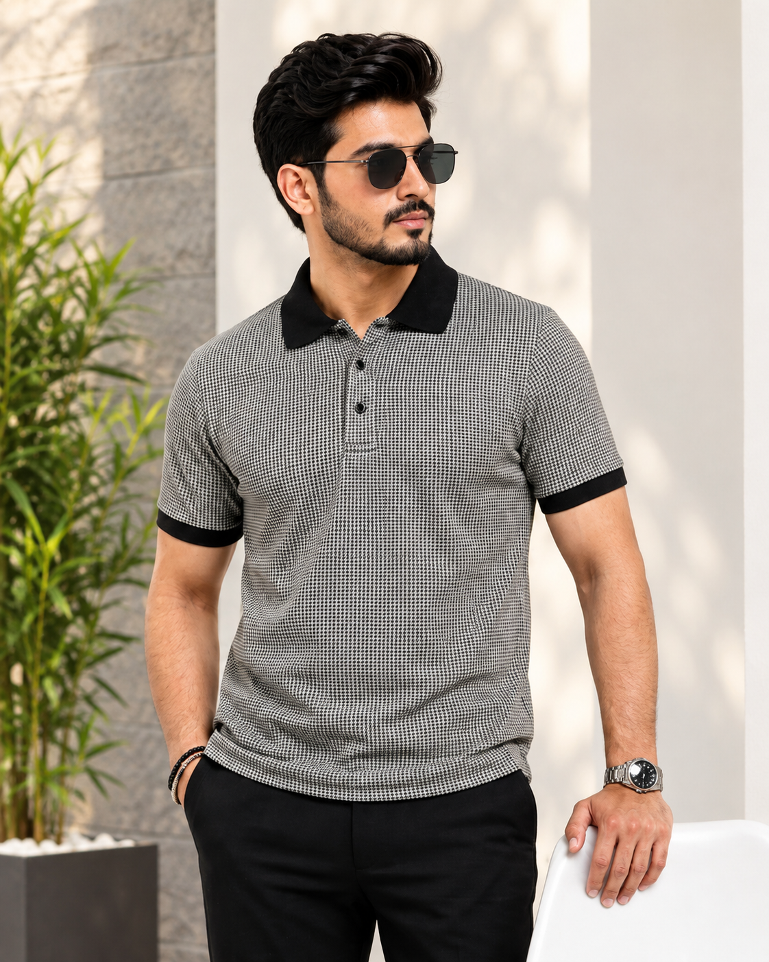 Premium Black & White Polo T-Shirt