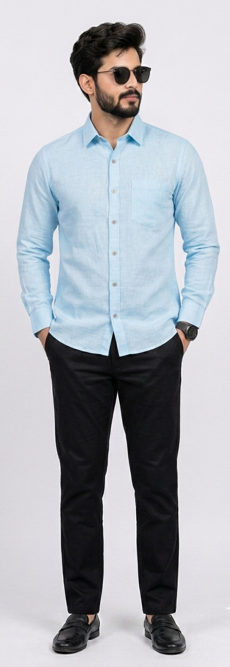Sky Blue Linen Shirt