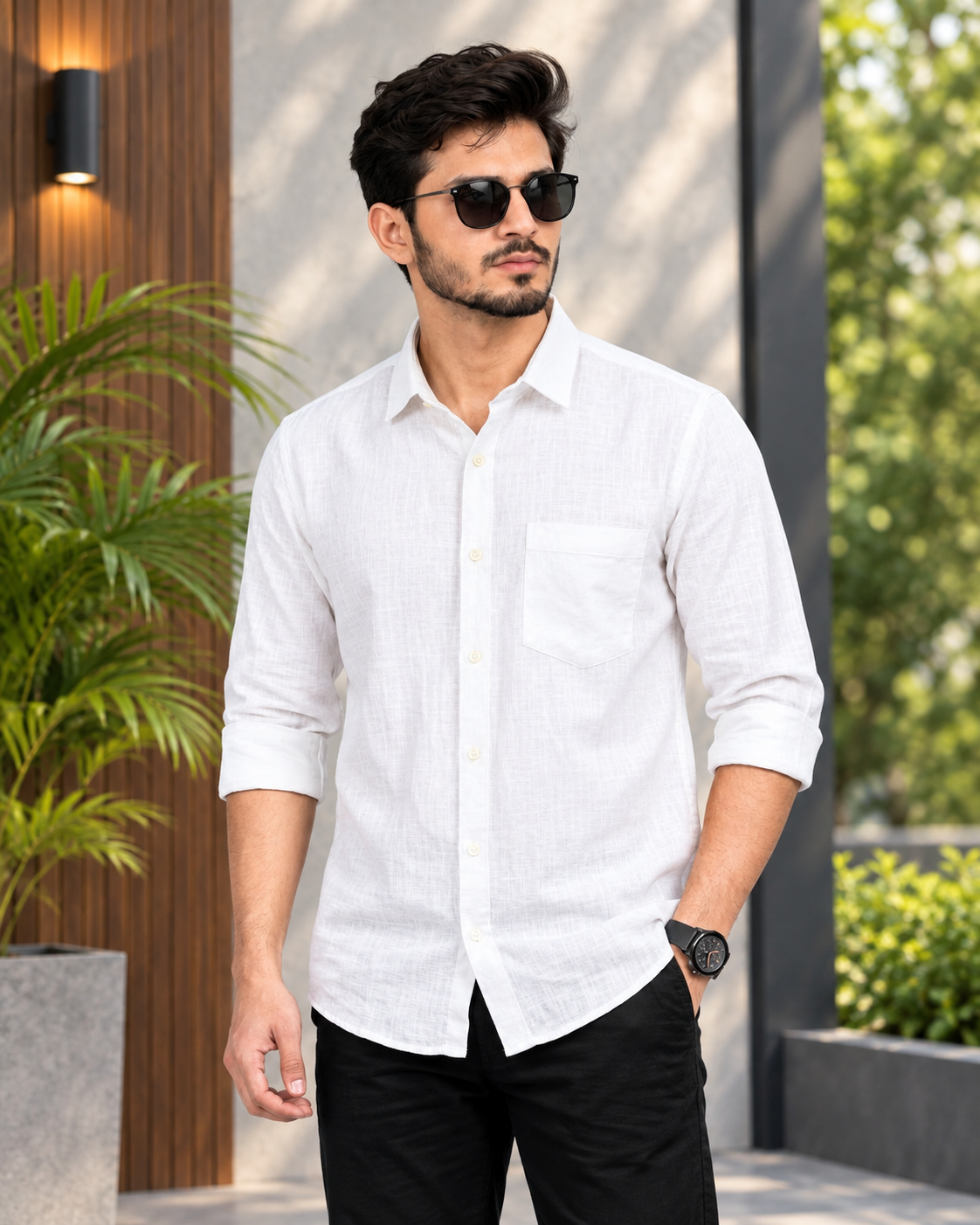 White Linen Casual Shirt